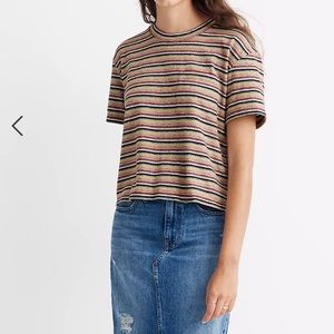 Madewell Textured Easy Crop Tee in Stripe AD010 Small